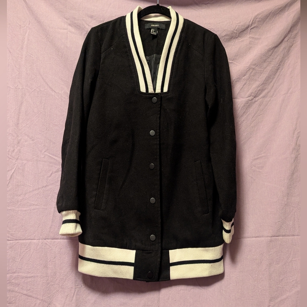Forever 21 Longline Varsity Jacket